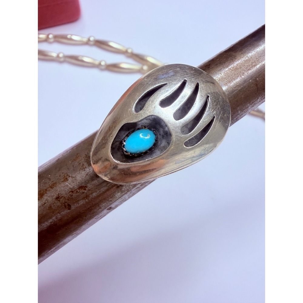 Lloyd Nelson Navajo Sterling Silver Turquoise Bear Paw Jewelry Set - Picture 12 of 14